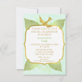 Convites Vip Ouro Verde de Casamento de Aniversário Moderno