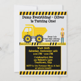 Convites Virando uma Construção de Caminhão Amarelo de Aniv