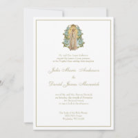 Virgem Católica Mary Blue Floral Weding