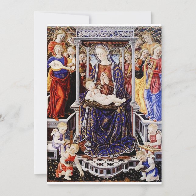 Convites Virgem e Criança com Anjo Fazer de Música (Frente)