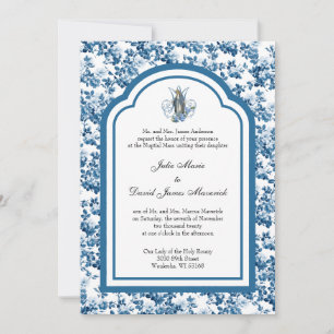 Convites Virgem Floral Azul Católica Mary Wedding