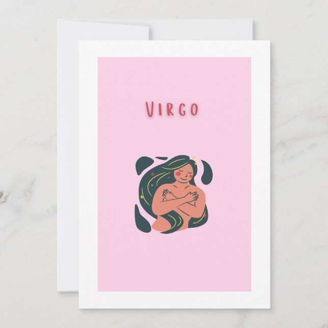 Convites Virgem fofa, zodíaco, impressão de signo estelar (Frente)