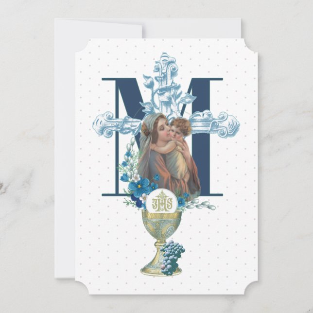 Convites Virgem Santa Comunhão Católica Maria Jesus (Frente)