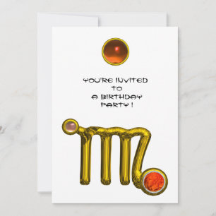 CONVITES VÍRGO/DOURADO SINAL ZODIAC FESTA DE ANIVERSÁRIO BR
