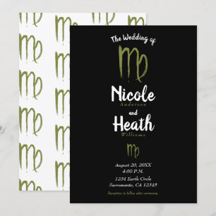 Convites VIRGO Zodíaco Astrologia Casamento de Verão e Outo