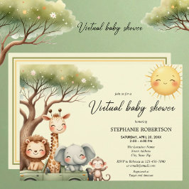Convites Virtual Baby Shower safari animals gender neutral