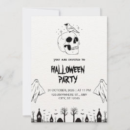 Convites Virtual do Partido do Halloween Simples Preto Bran