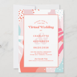 Convites Virtual Online | Coral Moderno Geométrico Abstrato