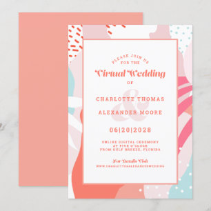 Convites Virtual Online   Moderno Geométrico Abstrato Coral