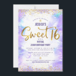 Convites Virtual Sweet 16 Purple Watercolor Aniversário Dou<br><div class="desc">Aqui está uma forma excelente de fazer com que sua filha ainda seja capaz de comemorar seu aniversário marcante com todos os seus amigos. Envie este convite de festas online virtual personalizado, incrível e moderno para que um evento se lembre. Folha de ouro brilhante e minúsculos pontos brilhantes de confetti...</div>