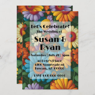 Convites Visitas coloridas com estilo retrô 70s