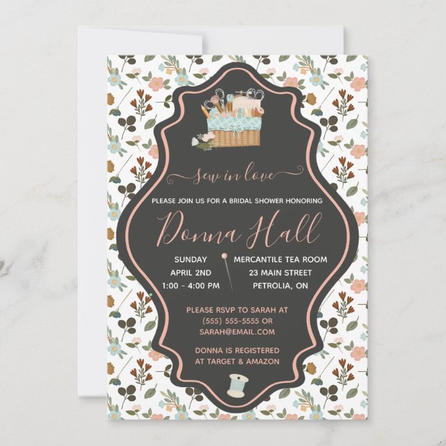 Convites Vista Apaixonada! Bordados, Chá de panela Floral (Frente)