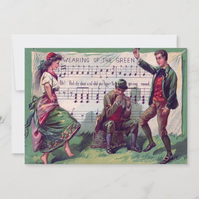 Convites Visto cigano irlandês do jig verde (Frente)