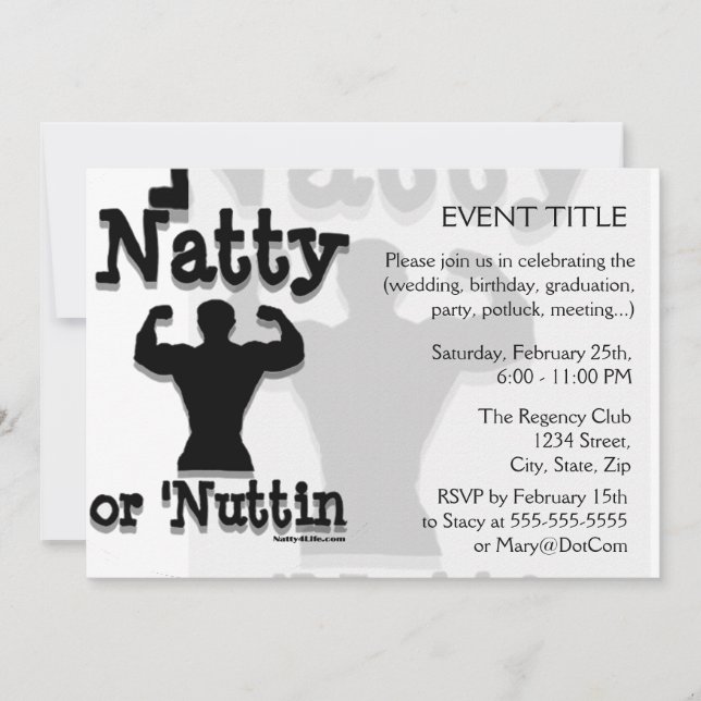 Convites Visto de logotipos Natty ou Nuttin (Frente)