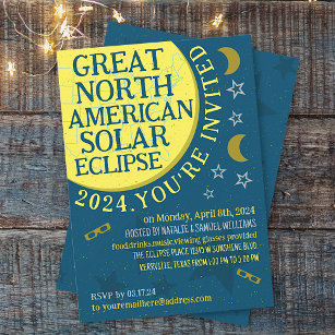 Convites Visualização do Eclipse Solar Norte-Americano 2024