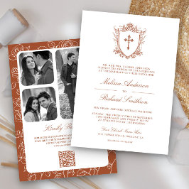 Convites Vitória Terracota Código QR Católico Casamento