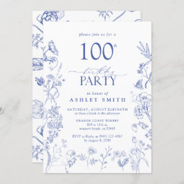 Convites Vitoriano Azul e Branco 100ª Festa de aniversário