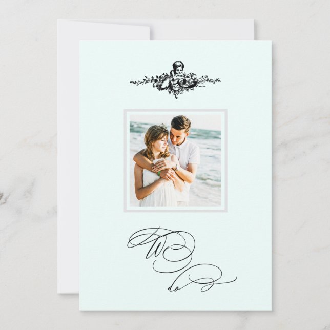 Convites *~* Vitoriano Cherub FOTO QR AR6 Casamento RSVP (Frente)