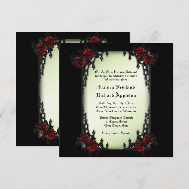 Convites Vitoriano do Trimestre Francês / Casamento do Tema (Frente/Verso)