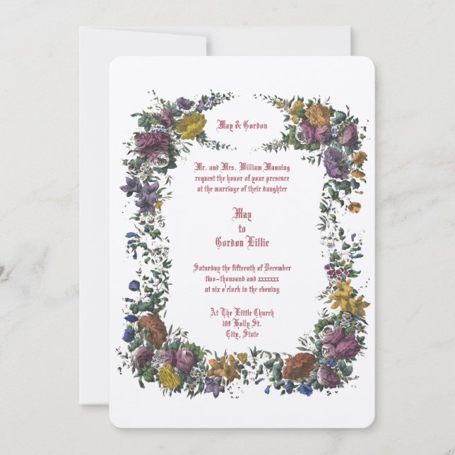 Convites Vitoriano Era Floral Cartuche (Frente)