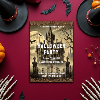 Convites Vitoriano Vintage assombrado Festa de Halloween