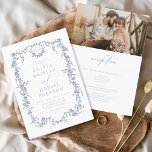 Convites Vitoriano Vintage Foto Francesa Tudo Em Um Casamen<br><div class="desc">Traga seus convidados para uma era de elegância e romance com nosso Convite de Casamento Floral Azul Vitoriano Vintage. Inspirado pela opulência da era vitoriana e adornado com delicados florais azuis franceses, esse convite expele sofisticação do eterno. Feita com muita atenção aos detalhes, a intrincada design floral e a tipografia...</div>