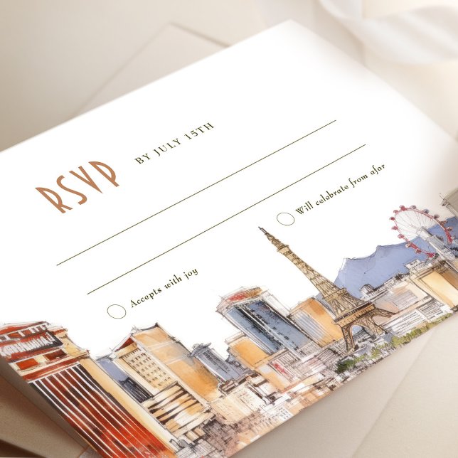 Convites Viva Las Vegas Weding RSVP Card Watercolor Street (Criador carregado)