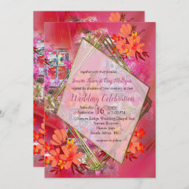 Convites Viva Magenta 2023 dourada dentro da janela