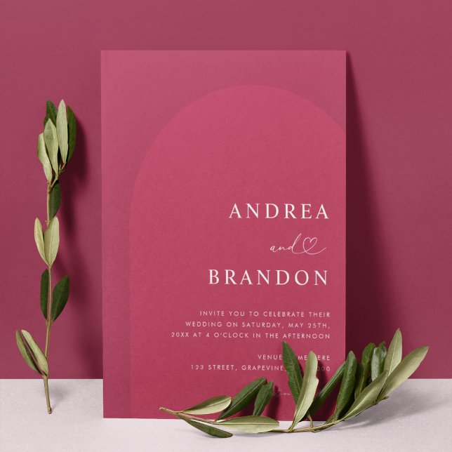 Convites Viva Magenta Arch Heart Script All in One Wedding (Criador carregado)