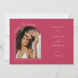 Convites Viva Magenta Boho Arch Foto Código QR Salvar Data