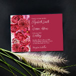 Convites Viva magenta burgundy flores rosa casamento<br><div class="desc">Viva magenta burgundy flores rosa com convite para casamento modelo com código QR RSVP no verso.</div>