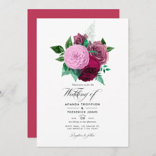 Convites Viva Magenta Floral Wedding