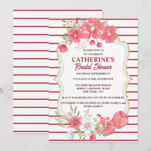 Convites Viva magenta flores country chá de noiva chic