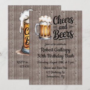 Convites Vivas e Cervejas Festa de Aniversário Adulto