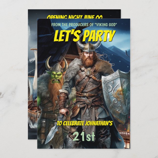 Convites Vivendo um navio de fantasia medieval de guerreiro (Frente/Verso)