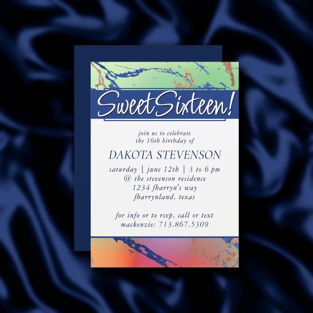 Convites Vivid Marble | Amigo Colorido Vibrante Sweet 16 (Criador carregado)