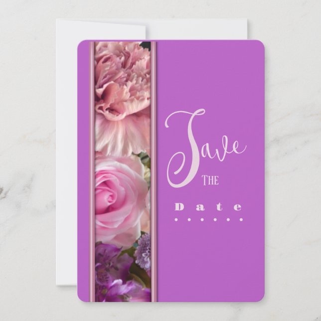 Convites Vivid Orchid Save the Date  (Frente)