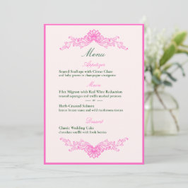 Convites Vivid Pink Y2K Anime Gothic Cat Wedding Menu