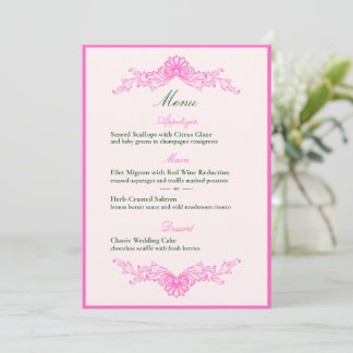 Convites Vivid Pink Y2K Anime Gothic Cat Wedding Menu