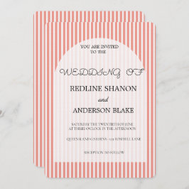 Convites Vivid Tangerine Blush Striped Elegant Wedding