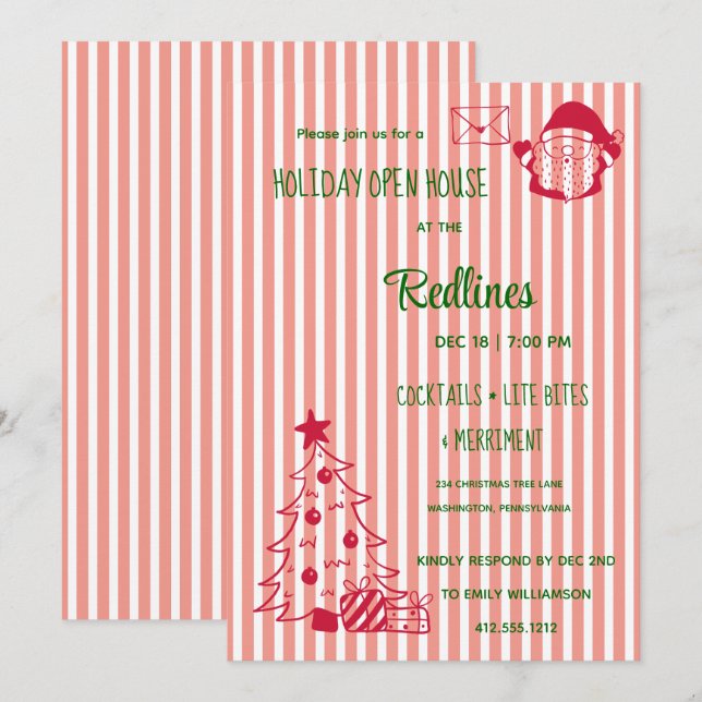 Convites Vivid Tangerine tirou o Holiday Open House (Frente/Verso)