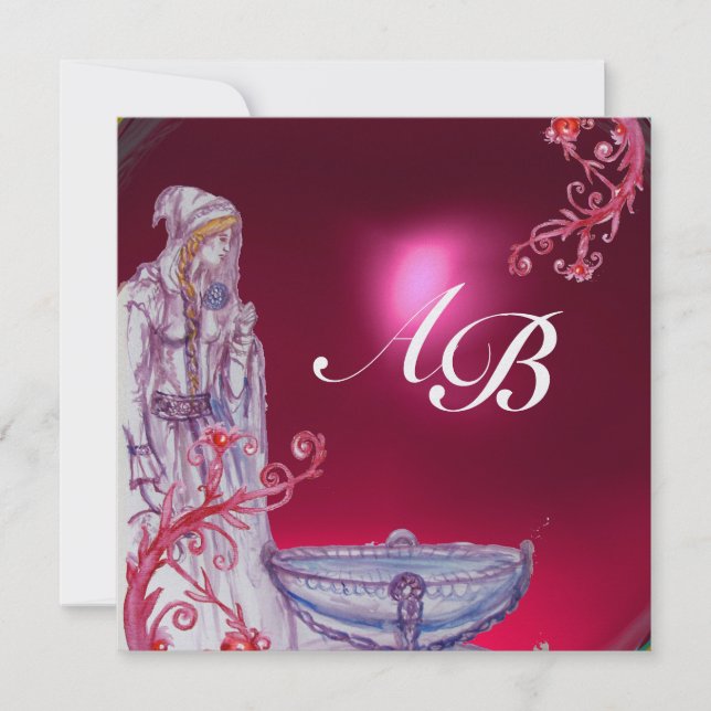 Convites VIVIVIEN MONOGRAM - arroz rubi vermelho (Frente)