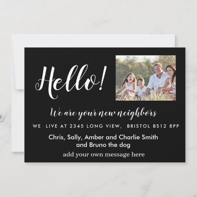 Convites Vizinho de Olá Editável, Novo Endereço, introdução (Frente)