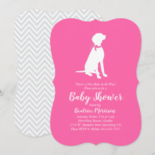 Convites Vizsla Dog Chá de fraldas Girl Rosa