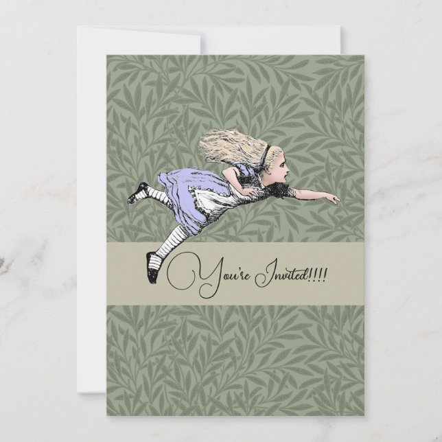 Convites Voando Alice no País das Maravilhas Olhando Vidro (Frente)