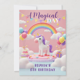 Convites Voar com Unicorn - Festa de aniversário