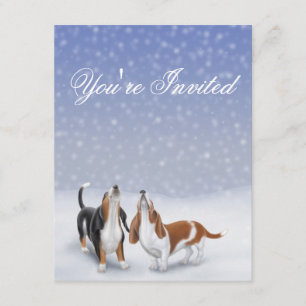 Convites Você é cães de Basset convidados do inverno