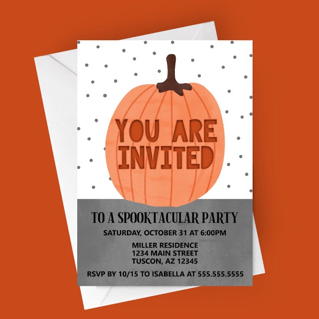 Convites Você é convidado para o Dia das Bruxas Modernas (You are Invited | Carved Pumpkin Spooktacular Halloween Party Invitation)