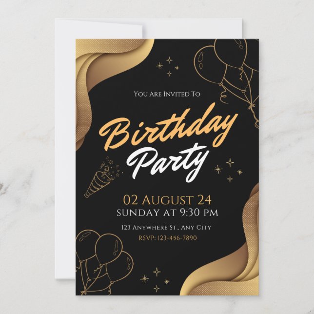 Convites "Você é Convidado para uma Bash de Aniversário!" (Frente)