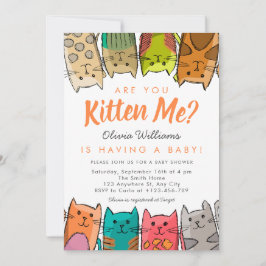 Convites Você É Kitten? Gatos de Gato Chá de fraldas Neutro